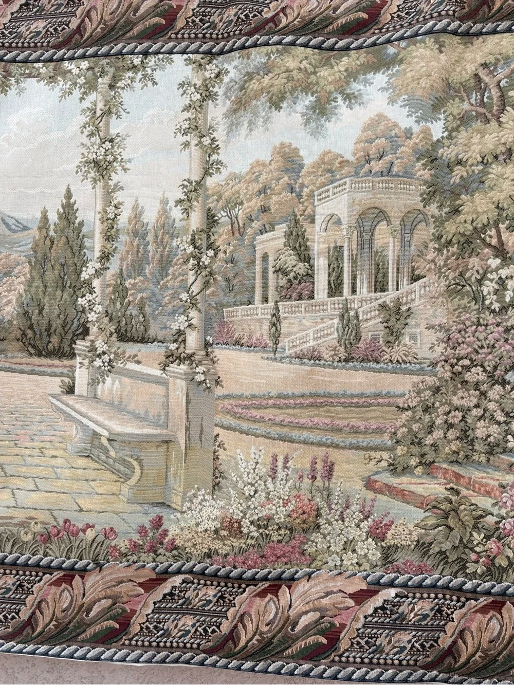 Vintage Italian balcony terrace at Lake Woven Wall decoration  tapestry 77x43